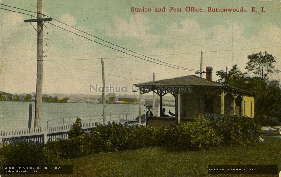 Postcard: Station and Post Office, Buttonwoods, Rhode Island